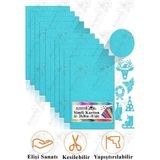 Açık Mavi Simli Karton A4 20X30 cm 10 Lu 1 Paket Simli Fon Kartonu Parıltılı Kağıt Anasınıfı Kreş Etkinlik Proje - Çok Renkli - Standart