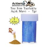Açık Mavi Toz Sim Tuzluklu 7 gr 3 Adet Renkli Toz Sim Epoksi Reçine Okul Etkinlik Dekarasyon Slime