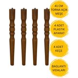 Açık Meşe 41 cm Torna Ahşap Sehpa ve Yan Sehpa ve Mobilya Ayağı – 4 Adet Ahşap Ayak (Bağlantı Aparatları ve Vidalar Dahil – Tv Ünitesi, Sehpa, Konsol )