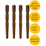 Açık Meşe 44 cm Torna Ahşap Sehpa / Mobilya Ayağı – 4 Adet Ahşap Torba Ayak (Bağlantı Aparatları ve Vidalar Dahil – Tv Ünitesi, Konsol, Dresuar, Sehpa, Puf…