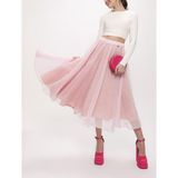 Açık Pembe Beli Lastikli Organze Etek 81205 - 01P-Pembe