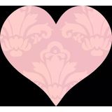 Açık Pembe Damask Desenli Kalp Duvar Stickerı