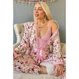 Açık Pembe Flore Exclusive Örme Sabahlıklı Kadın Pijama Takımı - S - M