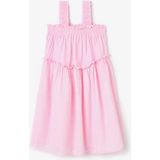 Açık Pembe Kız Çocuk Texture Fırfırlı Kolsuz Elbise - 5 - 6 Yaş