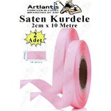 Açık Pembe Kurdele Saten 2 cm 10 Metre 2 Adet Saten Kurdela Parlak Hediye ve Süsleme Şeridi Süs Paketleme Çiçek Saç El - 2cm x 40 metre - Standart