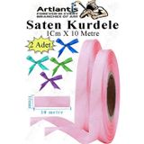 Açık Pembe Kurdele Saten 2 Cm 10 Metre 2 Adet Saten Kurdela Parlak Hediye Ve Süsleme Şeridi Süs Paketleme Çiçek Saç El