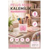 Açık Pembe Masaüstü Peluş Kalemlik 1 Adet Pp-283 Renkli Masa Üstü Kalemlik Düzenleyici Plastik Ofis Büro Çalışma Masası