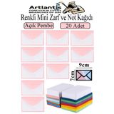 Açık Pembe Mini Zarf 7X9 Cm Not Kağıtlı 20 Adet Küçük Açık Pembe Zarf Mektup Oyun Zarfı Doğum Günü Dilekleri Zarfı Canlı Renk