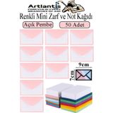 Açık Pembe Mini Zarf 7X9 Cm Not Kağıtlı 50 Adet Küçük Açık Pembe Zarf Mektup Oyun Zarfı Doğum Günü Dilekleri Zarfı Canlı