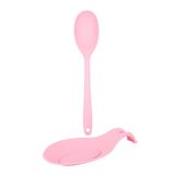 Açık Pembe Renkli Silikon Kaşık Ve Kaşık Altlığı Seti