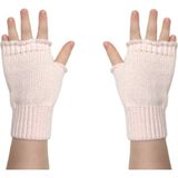 Açık Pembe Sevimli Çocuk Parmaksız Kışlık Örme Triko Eldiven 4-8 Yaş Kız Çocuklar İçin - 4 - 8 Yaş