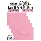 Açık Pembe Zarf 13X18 Cm 10 Adet Açık Pembe Mektup Zarfı Davetiye Zarfı Kartpostal Çekiliş Hediye Zarfı