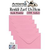 Açık Pembe Zarf 13X18 Cm 100 Adet Açık Pembe Mektup Zarfı Davetiye Zarfı Kartpostal Çekiliş Hediye Zarfı