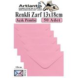 Açık Pembe Zarf 13X18 Cm 50 Adet Açık Pembe Mektup Zarfı Davetiye Zarfı Kartpostal Çekiliş Hediye Zarfı