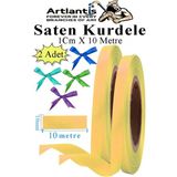 Açık Sarı Kurdele Saten 1 cm 10 Metre 2 Adet Saten Kurdela Parlak Hediye ve Süsleme Şeridi Süs Paketleme Çiçek Saç El - 1cm x 10 metre - Standart