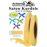 Açık Sarı Kurdele Saten 1 Cm 10 Metre 2 Adet Saten Kurdela Parlak Hediye Ve Süsleme Şeridi Süs Paketleme Çiçek Saç El