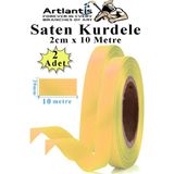 Açık Sarı Kurdele Saten 2 cm 10 Metre 2 Adet Saten Kurdela Parlak Hediye ve Süsleme Şeridi Süs Paketleme Çiçek Saç El - 2cm x 40 metre - Standart