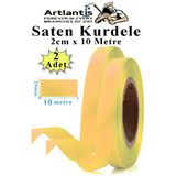 Açık Sarı Kurdele Saten 2 Cm 10 Metre 2 Adet Saten Kurdela Parlak Hediye Ve Süsleme Şeridi Süs Paketleme Çiçek Saç El