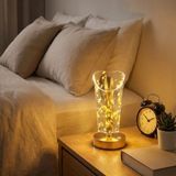 Açık Silindirik Kristal Altın Toz Model LED Masa Lambası – Gold Tabanlı, Dokunmatik, 3 Renk Işık Modlu, Şarjlı Modern Dekoratif Gece Lambası (4604)
