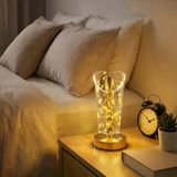 Açık Silindirik Kristal Altın Toz Model Led Masa Lambası – Gold Tabanlı, Dokunmatik, 3 Renk Işık Modlu, Şarjlı Modern Dekoratif Gece Lambası (5224)