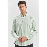 Açık Turkuaz Uzun Kollu Gofreli Biyeli %100 Pamuk Casual Slim Fit Dar Kesim Gömlek 1004240247