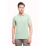 Açık Yeşil Basic Düz %100 Pamuk Slim Fit Kısa Kollu Polo Yaka Erkek Tişört