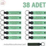 Açık Yeşil, Bebek Mevlidi Hatırası İçin İsim Yazılı Anahtarlık 38’li Set, Gelen Konuklara Özel