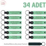 Açık Yeşil, Bebekler İçin Eve Hoş Geldin Partisine Özel Mesajlı Ve İsim Yazılı Anahtarlık 34’lü Set