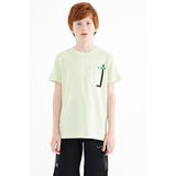 Açık Yeşil Cep Detaylı O Yaka Standart Kalıp Erkek Çocuk T-Shirt - 11120