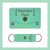 Açık Yeşil, İsminize Özel Kişiselleştirilebilir Cüzdan Ve Anahtarlık Set, Unutulmaz Hediyelik Takım