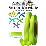 Açık Yeşil Kurdele Saten 1 cm 10 Metre 2 Adet Saten Kurdela Parlak Hediye ve Süsleme Şeridi Süs Paketleme Çiçek Saç El - 1cm x 10 metre - Standart