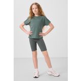 Açık Yeşil Pamuklu O Yaka Oversize Fit Basic Kız Çocuk T-Shirt - 75182