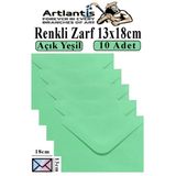 Açık Yeşil Zarf 13X18 Cm 10 Adet Açık Yeşil Mektup Zarfı Davetiye Zarfı Kartpostal Çekiliş Hediye Zarfı
