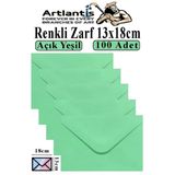 Açık Yeşil Zarf 13X18 Cm 100 Adet Açık Yeşil Mektup Zarfı Davetiye Zarfı Kartpostal Çekiliş Hediye Zarfı