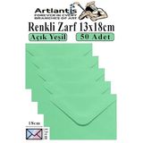 Açık Yeşil Zarf 13X18 Cm 50 Adet Açık Yeşil Mektup Zarfı Davetiye Zarfı Kartpostal Çekiliş Hediye Zarfı