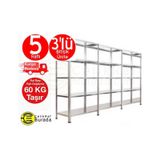 Açıkmağazam Galvanizraf 5 Katlı 3 Lü Bitişik Galvaniz Çelik Arşiv Depo Rafı
