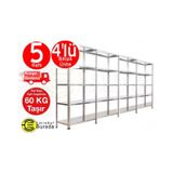Açıkmağazam Galvanizraf 5 Katlı 4 Lü Bitişik Galvaniz Çelik Raf Arşiv Depo Ra