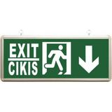 Acil Çıkış Exit Tabela Aşağı Yön Armatür Ledli 3 Saat Akülü