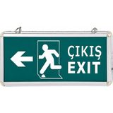 Acil Çıkış Levhası LED Exit Yönlendirme Armatürü 220V Acil Aydınlatma Şarjl - Beyaz - Gold
