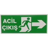Acil Çıkış Tabelası – Yeşil Uyarı Levhası – Acil Durum Kaçış Yönü Işaret Levhası (12×30) Sağ Taraf