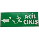 Acil Çıkış Tabelası – Yeşil Uyarı Levhası – Acil Durum Kaçış Yönü Işaret Levhası (12×30) Sol Taraf2