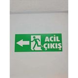 Acil Çıkış Tabelası – Yeşil Uyarı Levhası – Acil Durum Kaçış Yönü Işaret Levhası (12×30) Sol Taraf