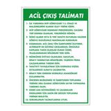 Acil Çıkış Talimatı Uyarı Levhası 35X50 Cm Pvc Kolay Montaj Yönlendirme Levhası