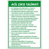 Acil Çıkış Talimatı Uyarı Levhası