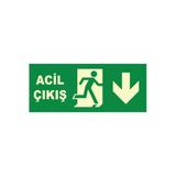 Acil Çıkış Uyarı Levhası Aşağı Yön 25X15 Cm Ebatında İş Yeri İçin İkaz Tabelası