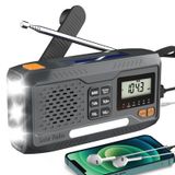 Acil Hava Radyosu, AM/FM/NOAA ile Güneş El Krank Radyosu, 7400mWh Radyolar El Feneri Cep Telefonu Şarj Cihazı, Dijital Ekran ve Kulaklık Jakı, SOS Alarmı, İç/Dış Mekan için Pil Bölmesi