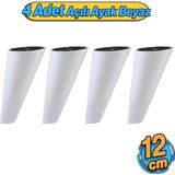 Açılı Konik 4 Adet Beyaz 12 cm Mobilya Yükseltici Baza Ayağı Koltuk Kanepe Altı Puf Ayakları - Mobilya Hırdavatı