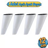 Açılı Konik 4 Adet Beyaz 12 Cm Mobilya Yükseltici Baza Ayağı Koltuk Kanepe Altı Puf Ayakları