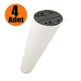 Açılı Konik Ayak Mobilya Baza Koltuk Ayağı Beyaz 12 cm (4 ADET)