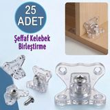Açılı T Bağlantı Dereceli Çektirme Şeffaf Plastik Köşe Birleştirme Kelebek (25 Adet)